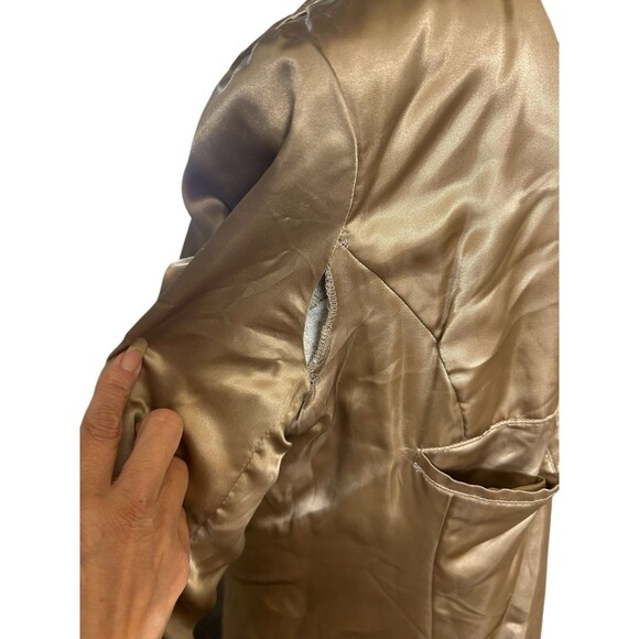 VTG J Crew Womens 100% Wool Herringbone Tweed Brown Tan Classic Overcoat Size 14 - Picture 9 of 11